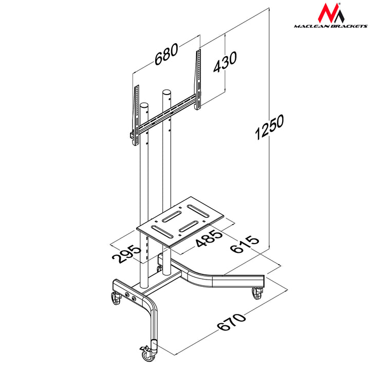 Tavolo TV professionale 32 "- 65" max 40 kg Maclean MC-739