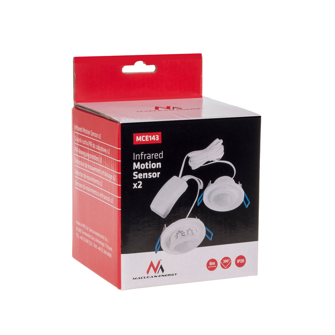 Doppio sensore di movimento PIR DUAL 2x soffitto installazione a infrarossi MCE143