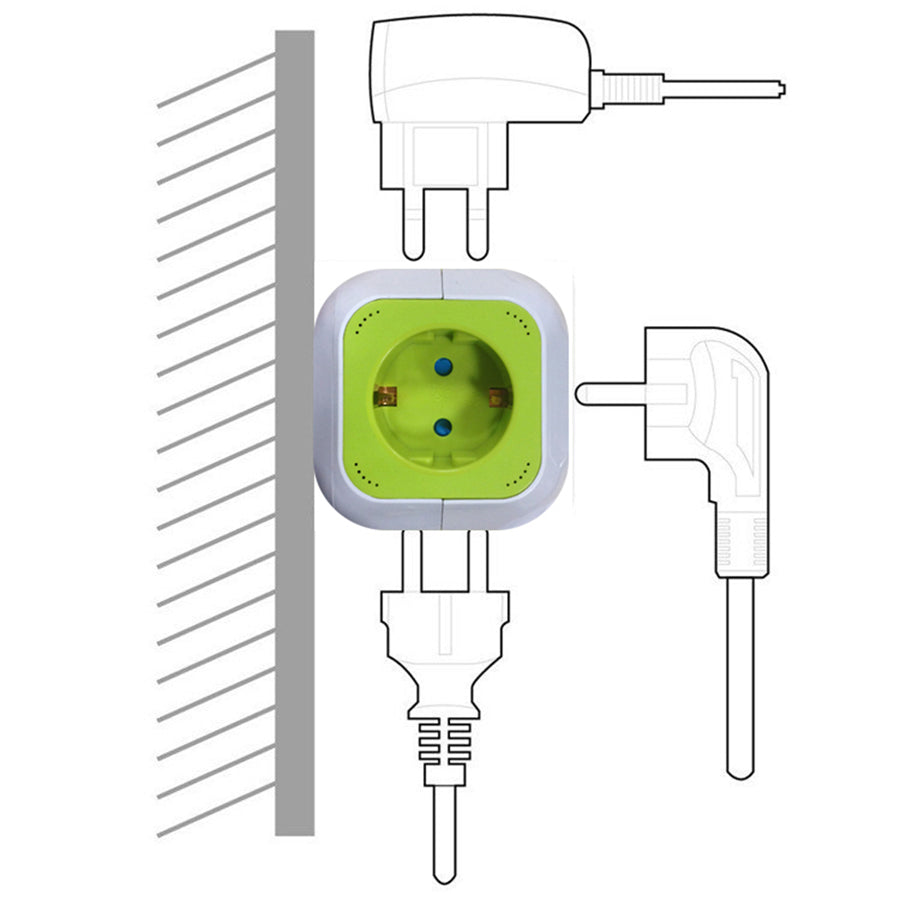 Presa Multipla con 2 porte USB con protezione per bambini 1,4 m Green Blue GB118G