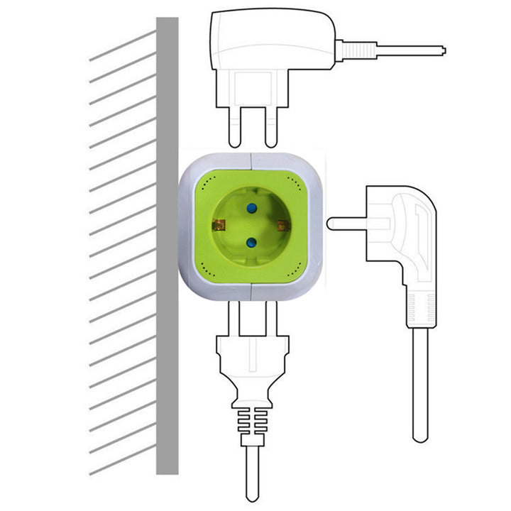 Presa Multipla con 2 porte USB con protezione per bambini 1,4 m Green Blue GB118G