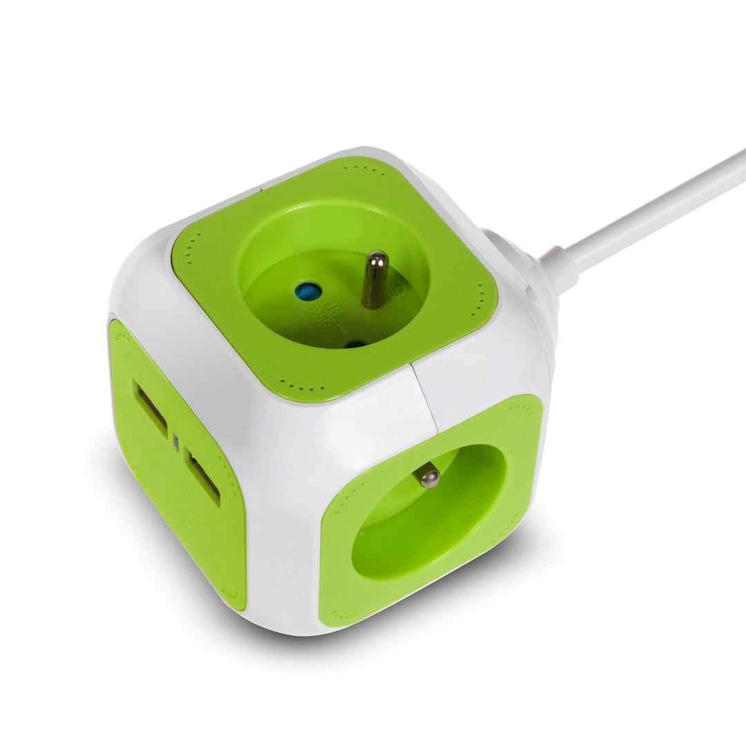 Presa di corrente quadrupla MagicCube, 2 ingressi USB 1.4m GreenBlue GB118