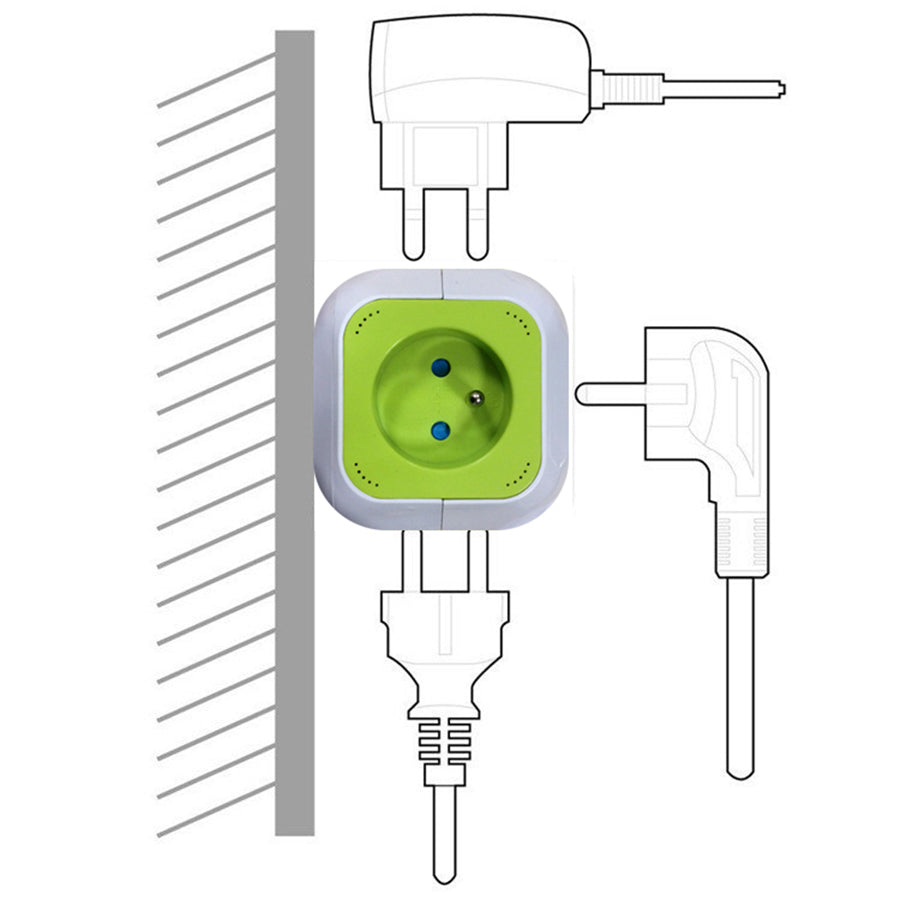 Presa di corrente quadrupla MagicCube, 2 ingressi USB 1.4m GreenBlue GB118
