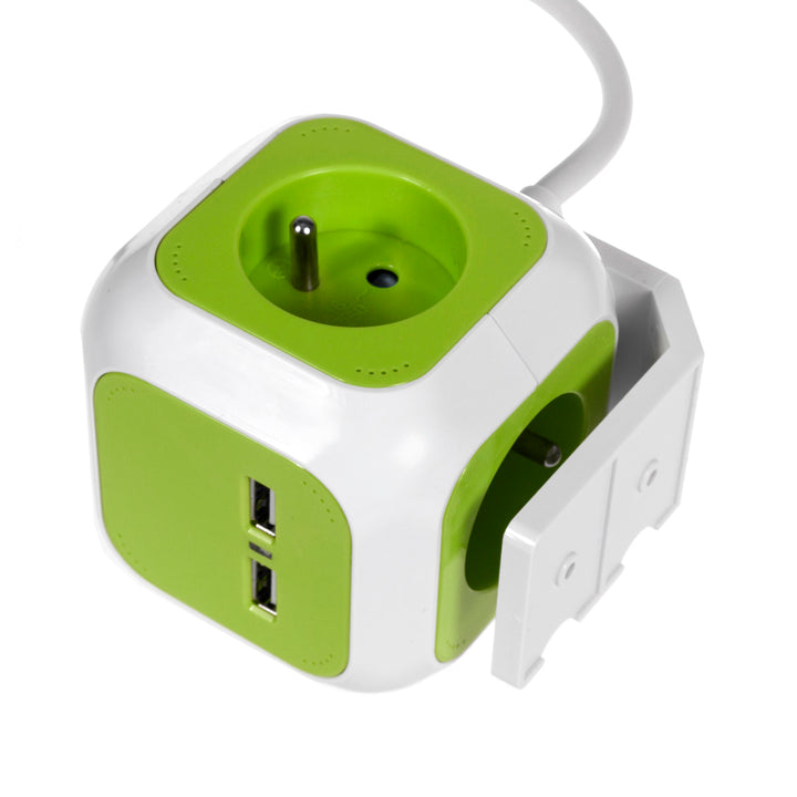 Presa di corrente quadrupla MagicCube, 2 ingressi USB 1.4m GreenBlue GB118