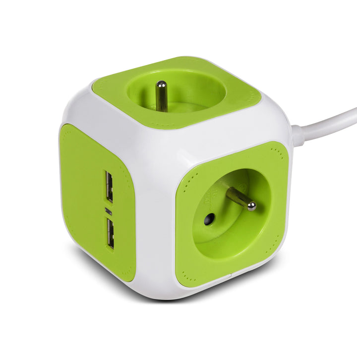 Presa di corrente quadrupla MagicCube, 2 ingressi USB 1.4m GreenBlue GB118