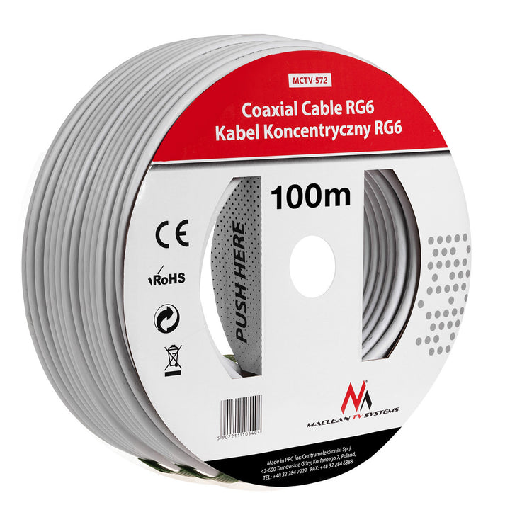 Cavo coassiale Maclean, cavo antenna satellitare, 1.0CCS RG6, 100M, MCTV-572