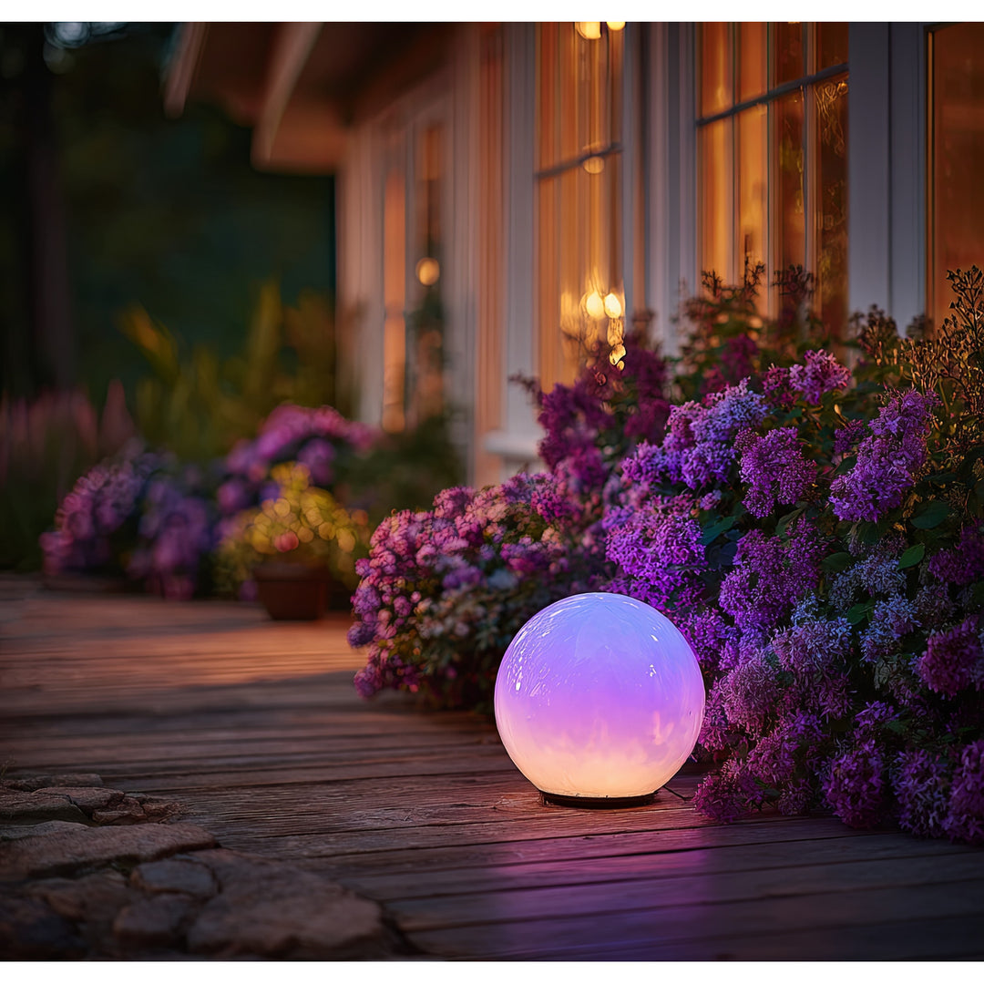 GreenBlue lampada solare da giardino a stelo, sfera, 15x15x48cm, LED colorati RGB, GB122