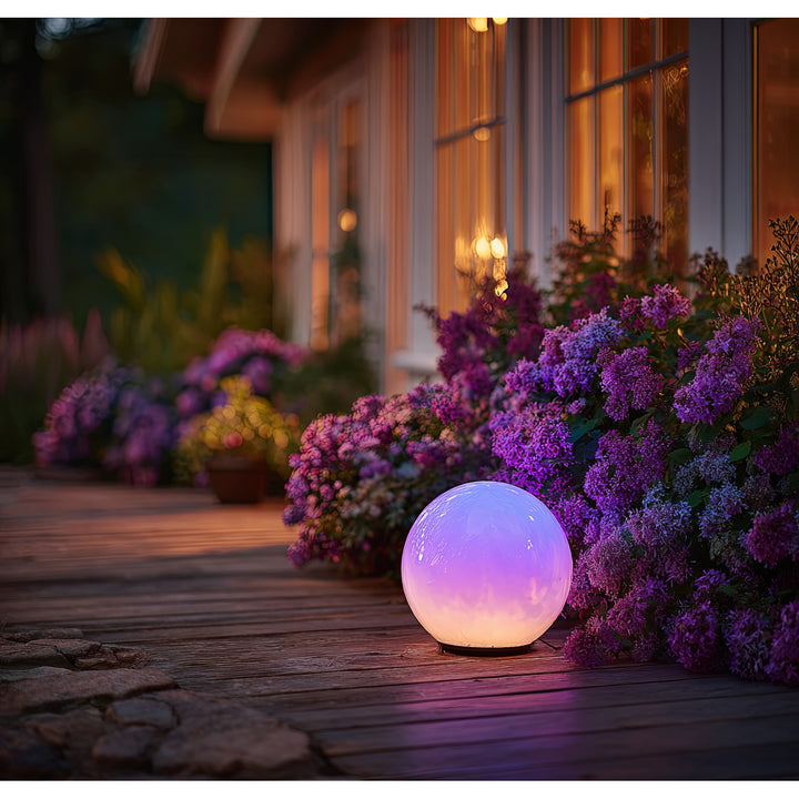 GreenBlue lampada solare da giardino a stelo, sfera, 15x15x48cm, LED colorati RGB, GB122