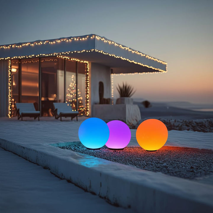 GreenBlue lampada solare da giardino a stelo, sfera, 15x15x48cm, LED colorati RGB, GB122