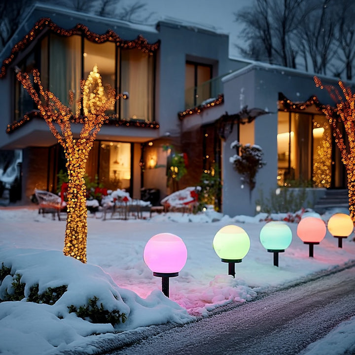 GreenBlue lampada solare da giardino a stelo, sfera, 15x15x48cm, LED colorati RGB, GB122