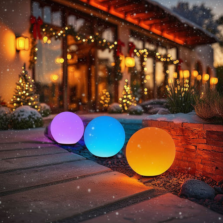 GreenBlue lampada solare, autoportante, giardino, sfera 25x25x58cm, LED RGB, GB165