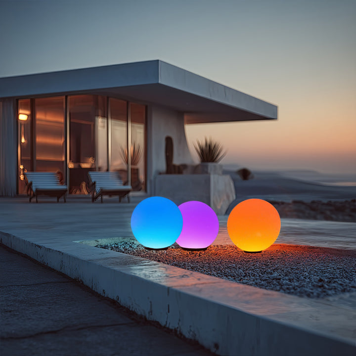 GreenBlue lampada solare, autoportante, giardino, sfera 25x25x58cm, LED RGB, GB165