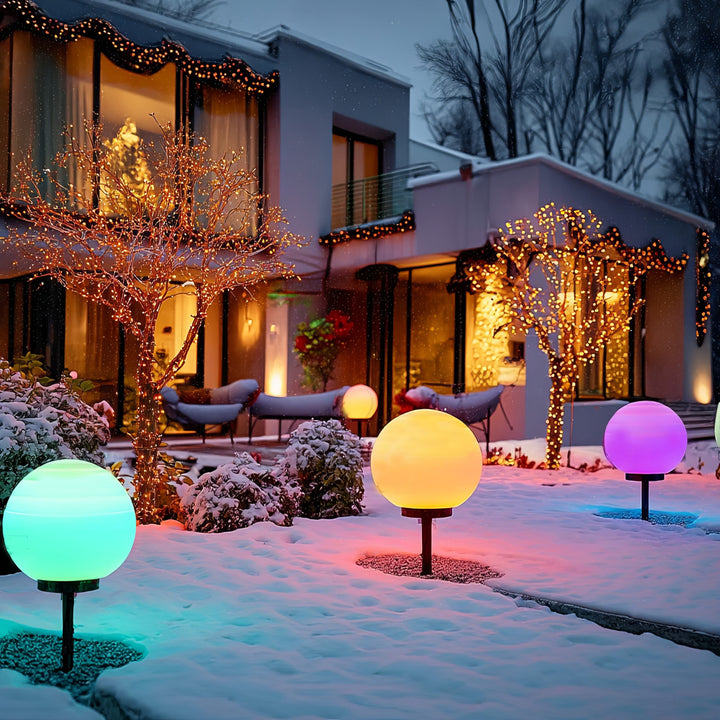 GreenBlue lampada solare, autoportante, giardino, sfera 25x25x58cm, LED RGB, GB165