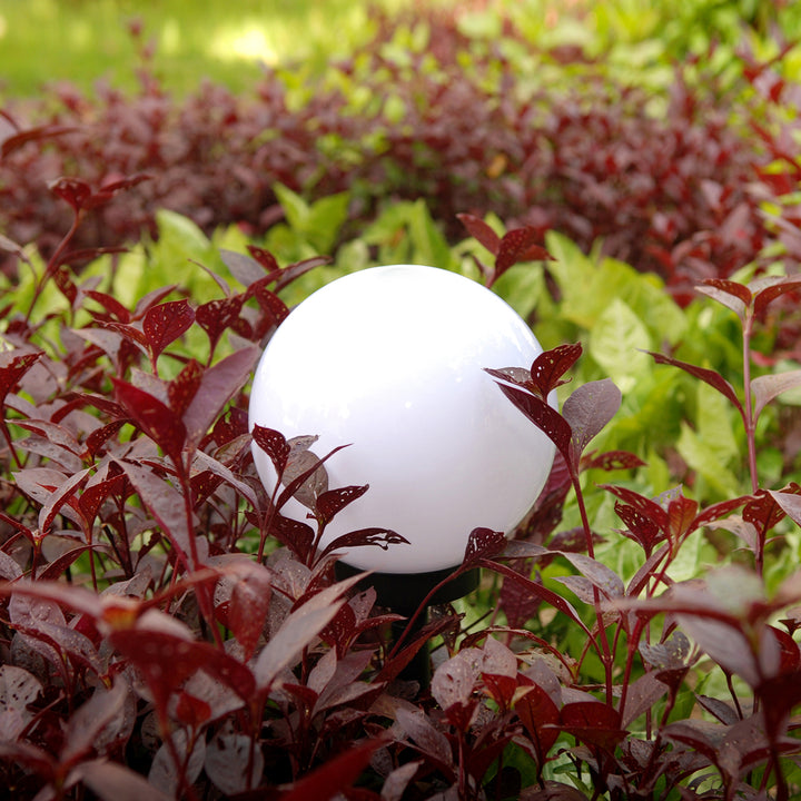 Lampada da giardino solare da appoggio GB168 sfera 30x30x63 cm, LED bianco