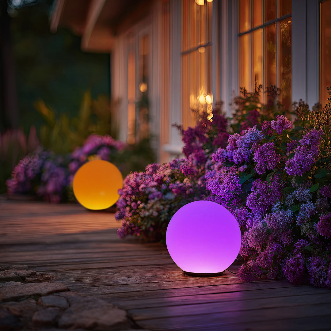 Lampada da giardino LED Solar LED da appoggio GB167 sfere 30x30x63cm, LED a colori