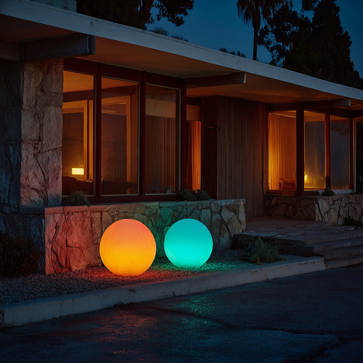 Lampada da giardino LED Solar LED da appoggio GB167 sfere 30x30x63cm, LED a colori