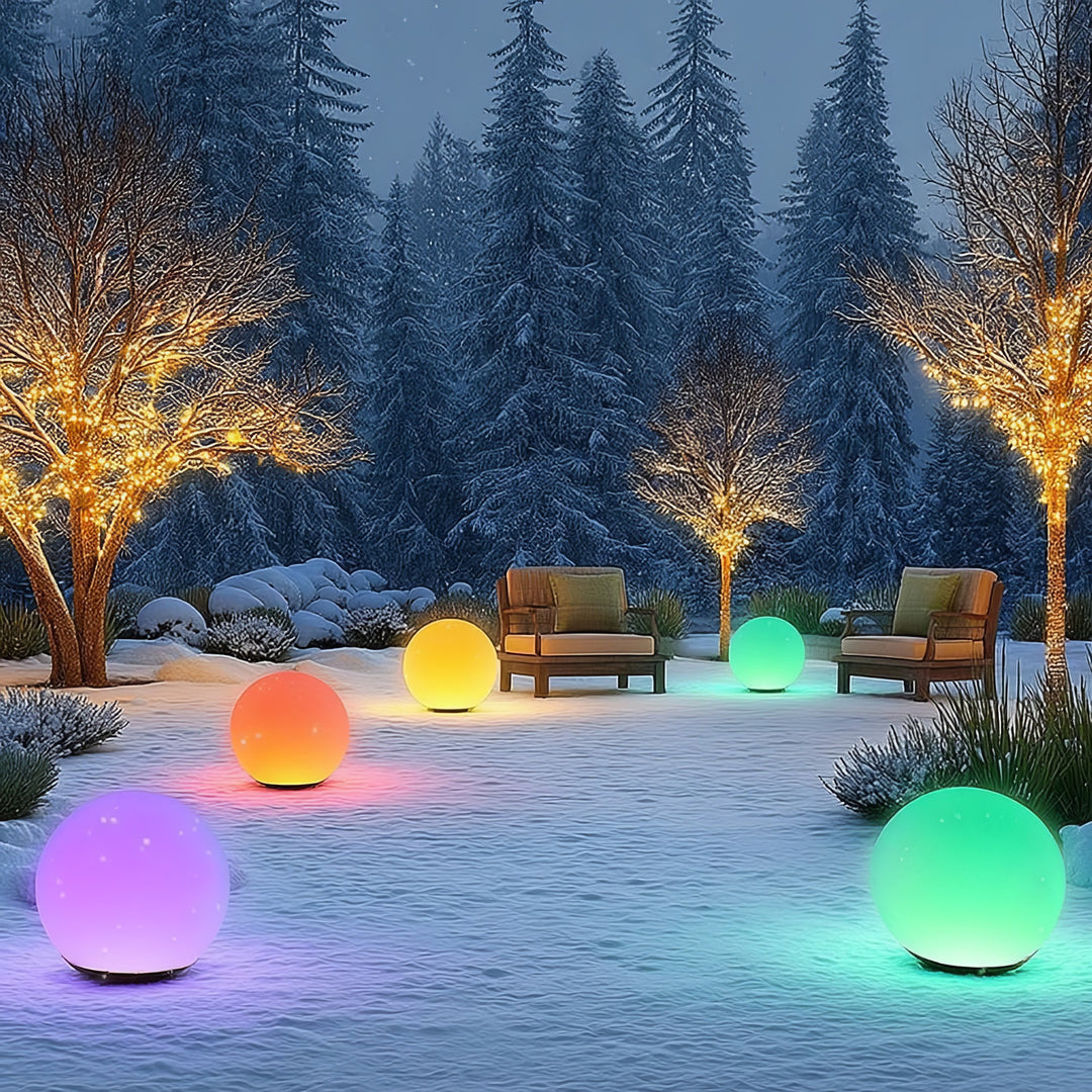 Lampada da giardino LED Solar LED da appoggio GB167 sfere 30x30x63cm, LED a colori