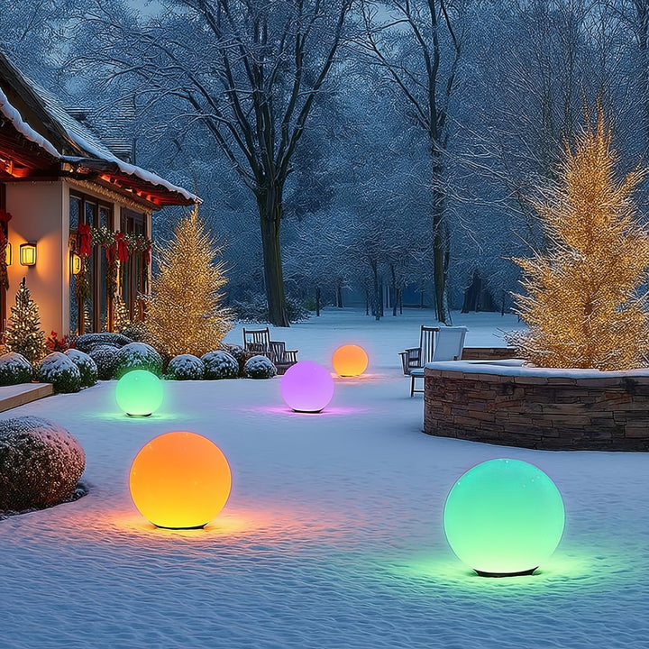Lampada da giardino LED Solar LED da appoggio GB167 sfere 30x30x63cm, LED a colori