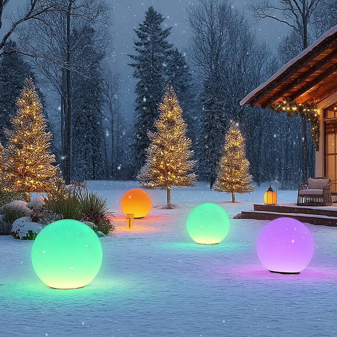 Lampada da giardino LED Solar LED da appoggio GB167 sfere 30x30x63cm, LED a colori