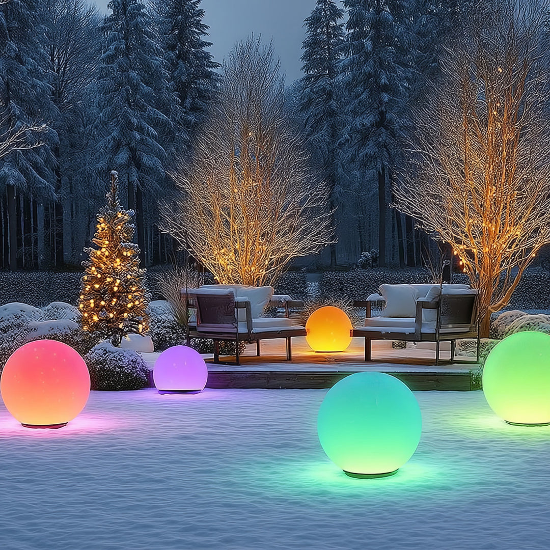 Lampada da giardino LED Solar LED da appoggio GB167 sfere 30x30x63cm, LED a colori