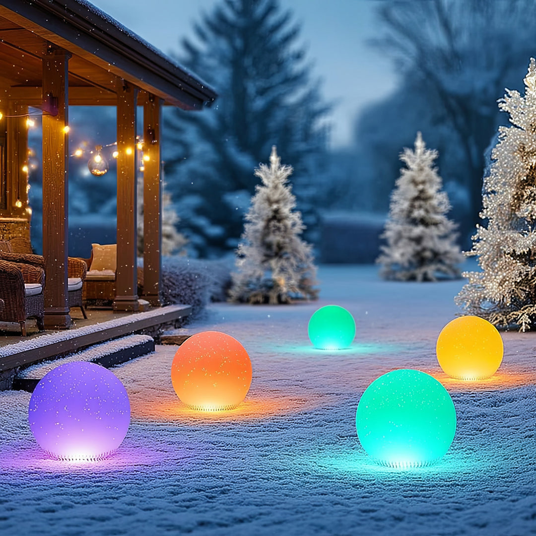 Lampada da giardino LED Solar LED da appoggio GB167 sfere 30x30x63cm, LED a colori