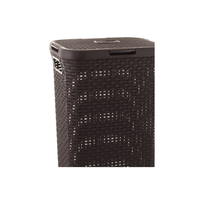 Cesto per biancheria Curver, design traforato, 40L, marrone scuro, stile naturale