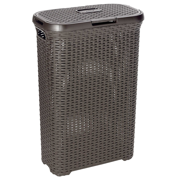 Cesto per biancheria Curver, design traforato, 40L, marrone scuro, stile naturale