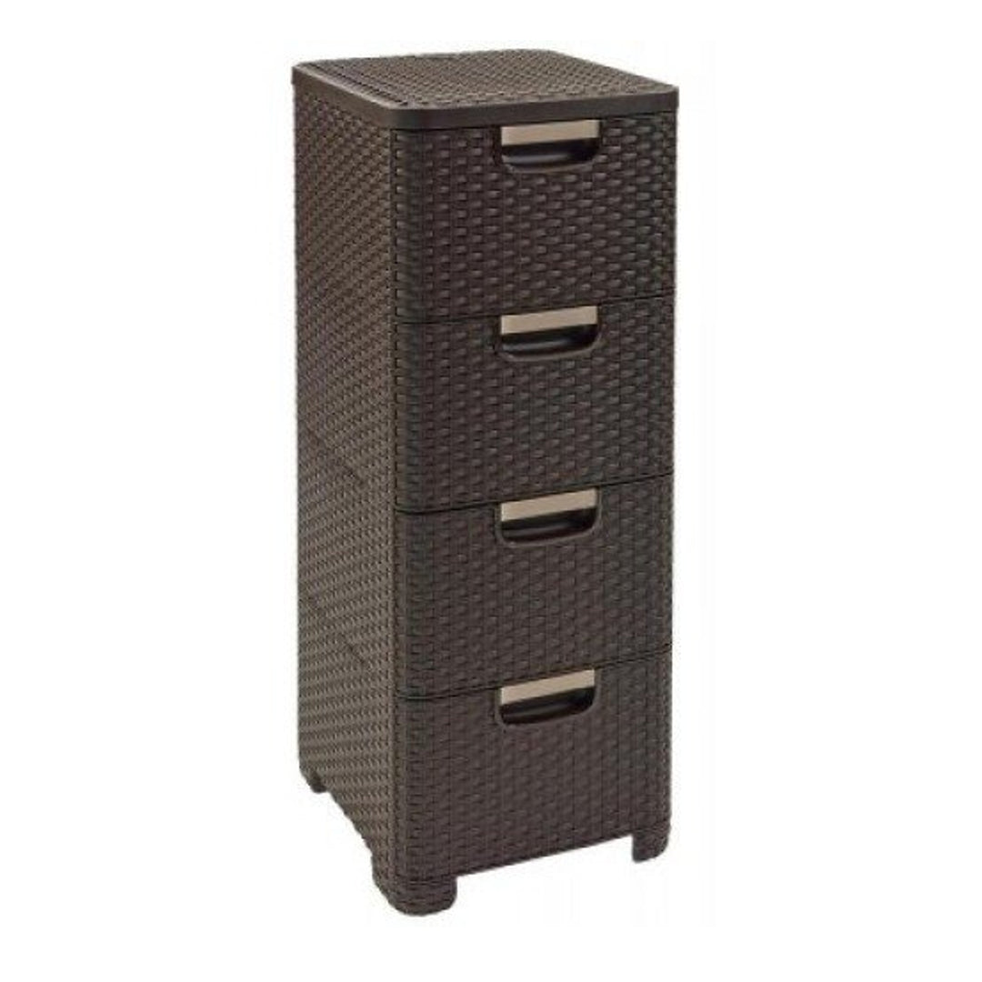 Cassettiera a 4 cassetti effetto vimini stile curver a 4 cassetti