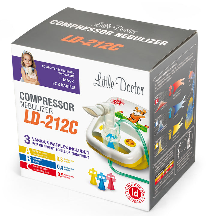 Inalatore a pistone Little Doctor, 2 maschere, 3 spruzzi, LD-212C