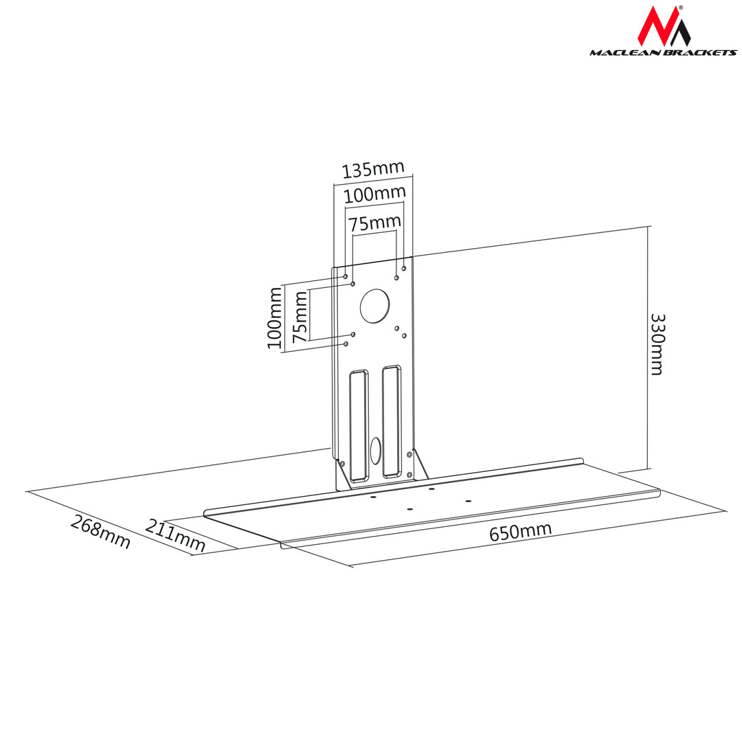 Supporto Tastiera PC Maclean MC-756 VESA 75x75, 100x100