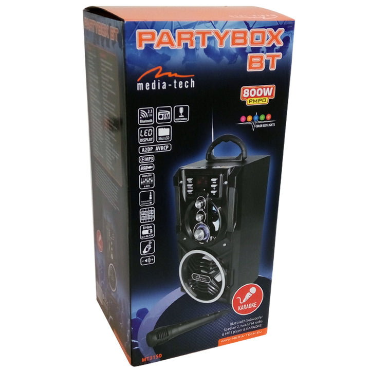 Altoparlante Bluetooth PartyBox portatile con microfono 800W MT3150 Karaoke Media-Tech