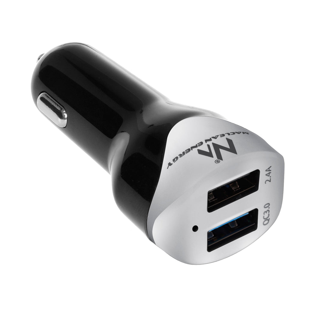 Caricabatteria Auto 2.4A 2xUSB Q.C3.0 cavo 1.5m Silver Maclean Energy MCE157