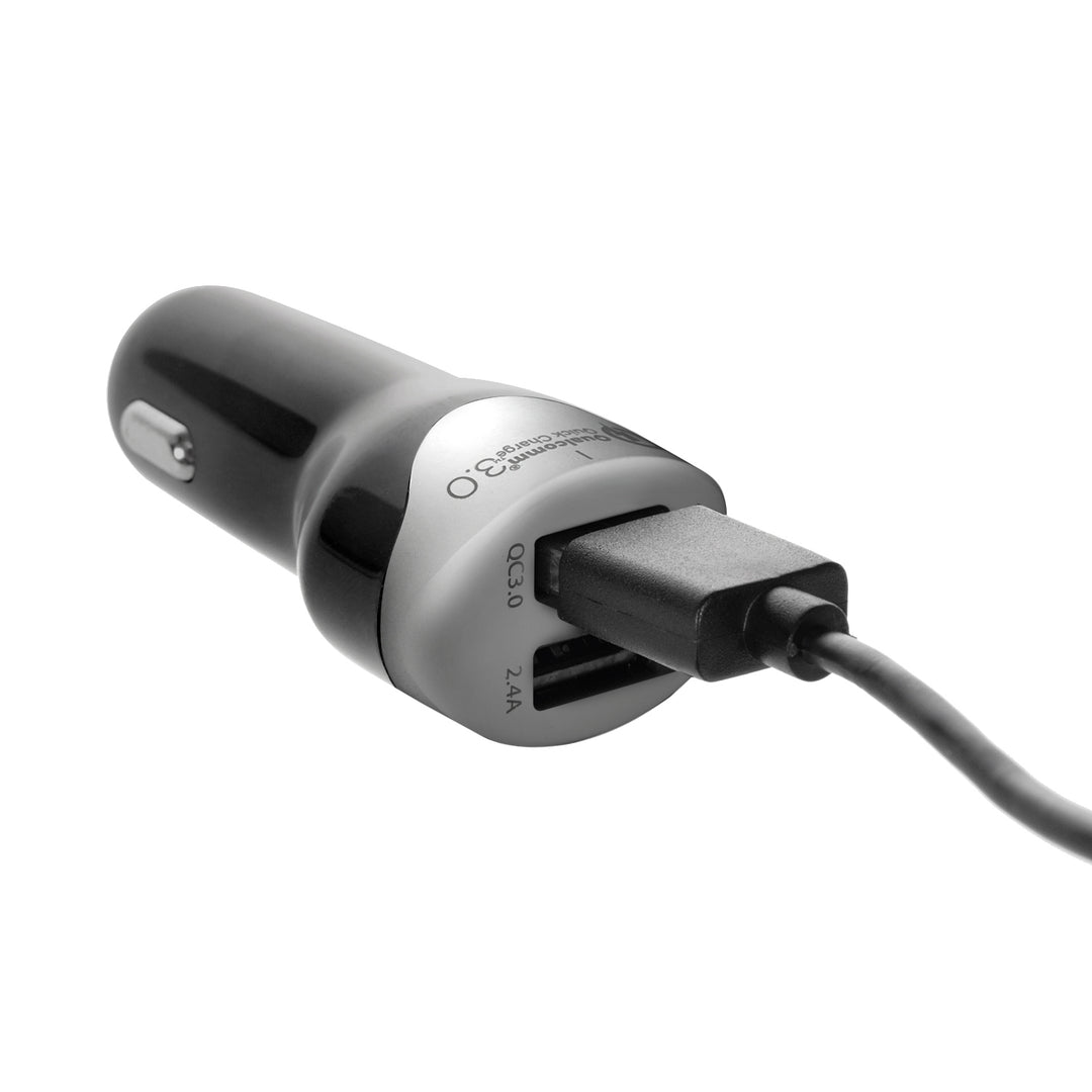 Caricabatteria Auto 2.4A 2xUSB Q.C3.0 cavo 1.5m Silver Maclean Energy MCE157