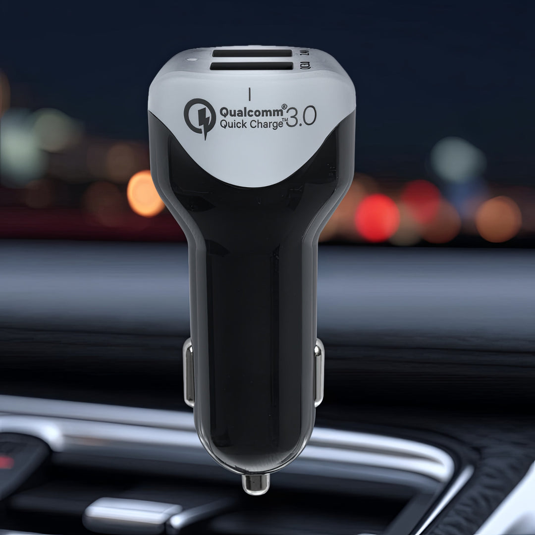 Caricabatteria Auto 2.4A 2xUSB Q.C3.0 cavo 1.5m Silver Maclean Energy MCE157