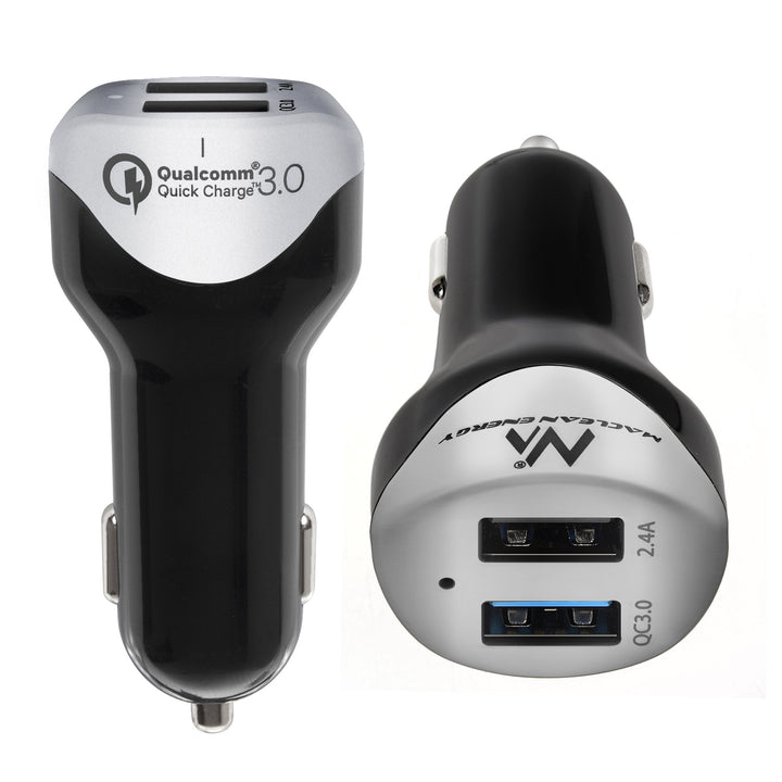 Caricabatteria Auto 2.4A 2xUSB Q.C3.0 cavo 1.5m Silver Maclean Energy MCE157