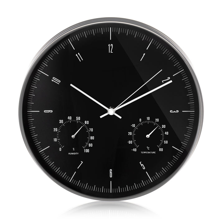 Orologio da parete 12'' 30cm in argento con termometro e igrometro CE60 S
