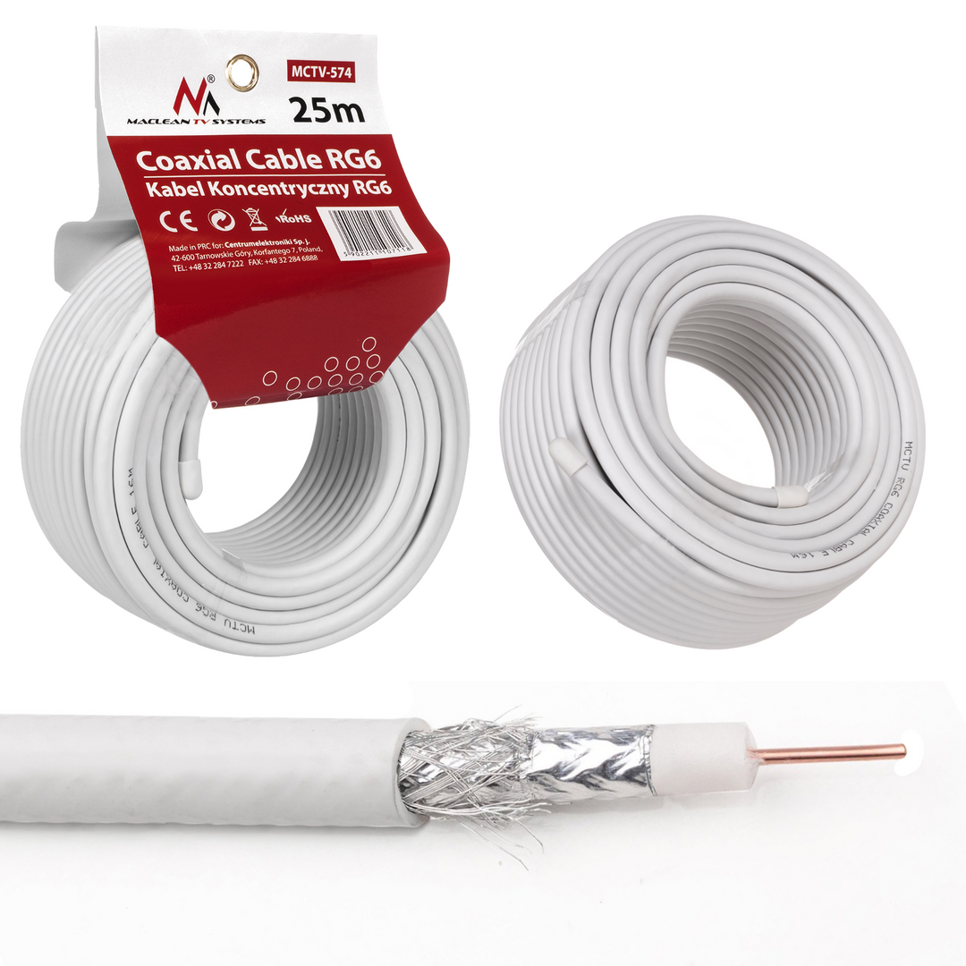 Cavo Coassiale satellitare 1.0CCS RG6 25M Maclean MCTV-574