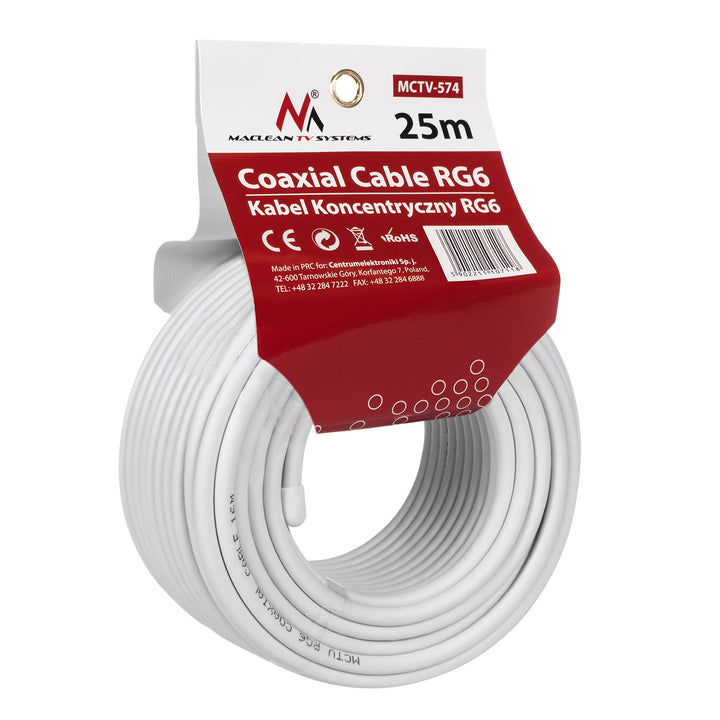 Cavo Coassiale satellitare 1.0CCS RG6 25M Maclean MCTV-574