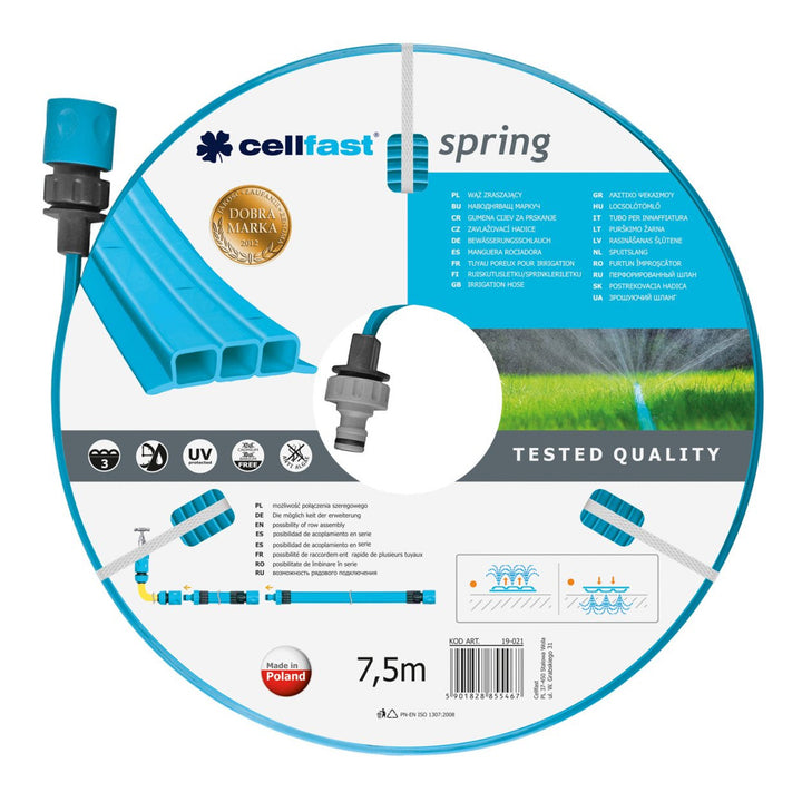 Tubo per irrigazione Cellfast, a tre canali, resistente ai raggi UV, 7,5 m, Primavera