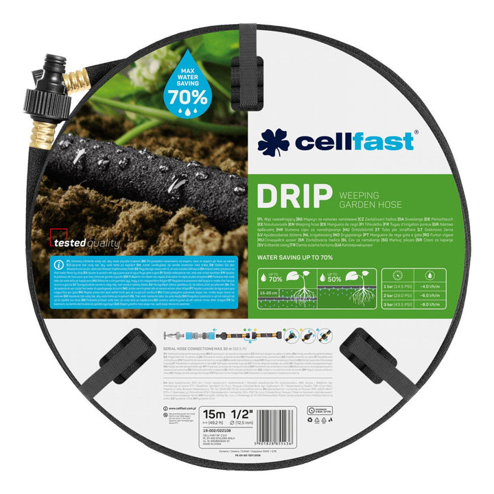 Tubo di irrigazione lungo 15m Cellfast colore nero