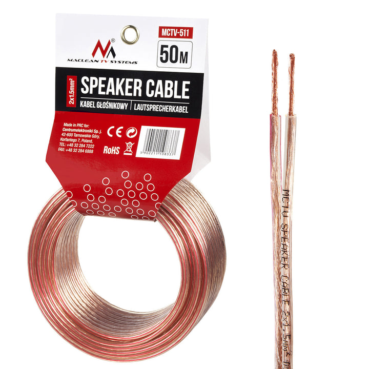 Cavo per altoparlanti 2*1,5mm2 / 48*0,20CCA 3,5*7,0mm Maclean MCTV-511