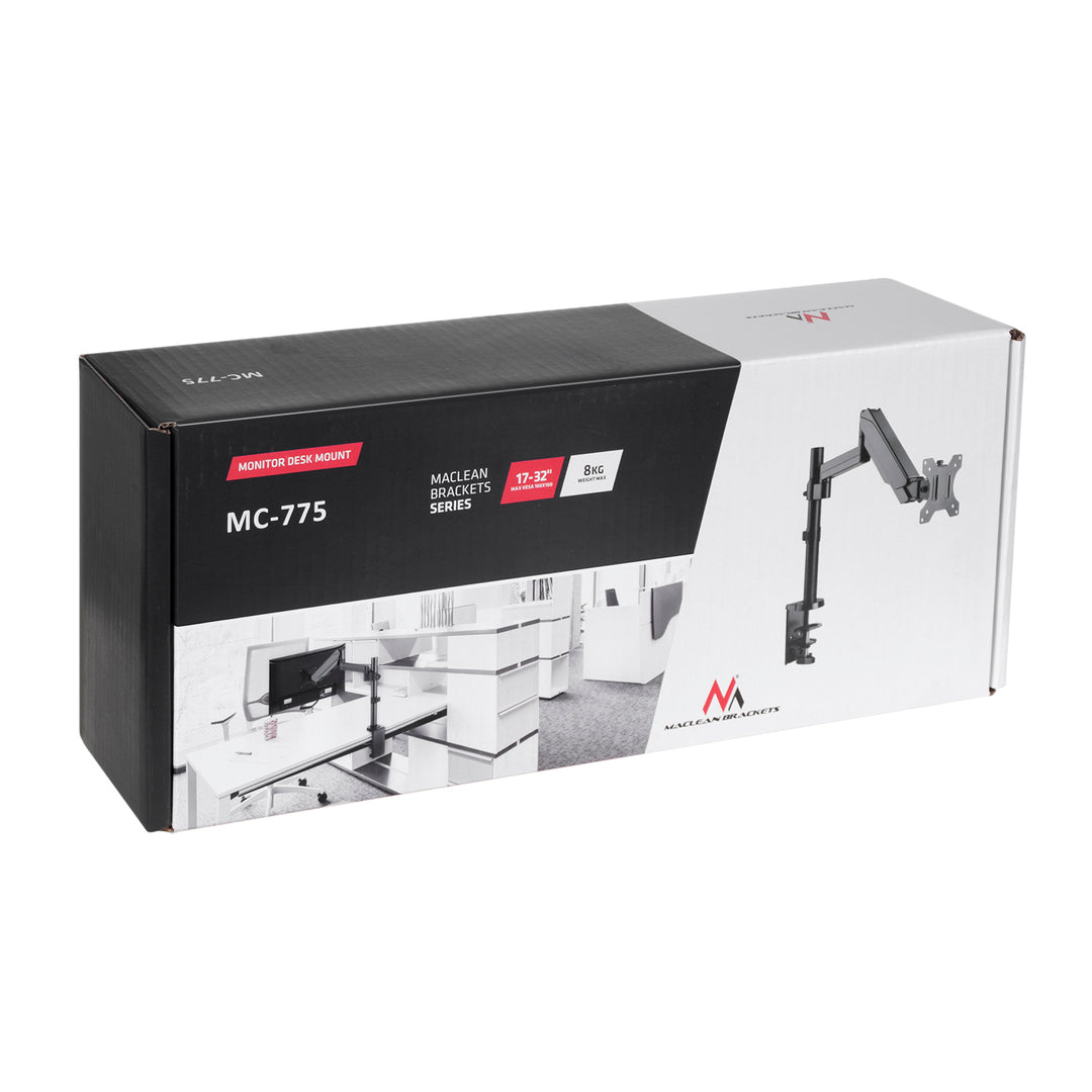 Supporto per monitor Maclean MC-775 con molla a gas, braccio doppio 17 "-32" 8 kg