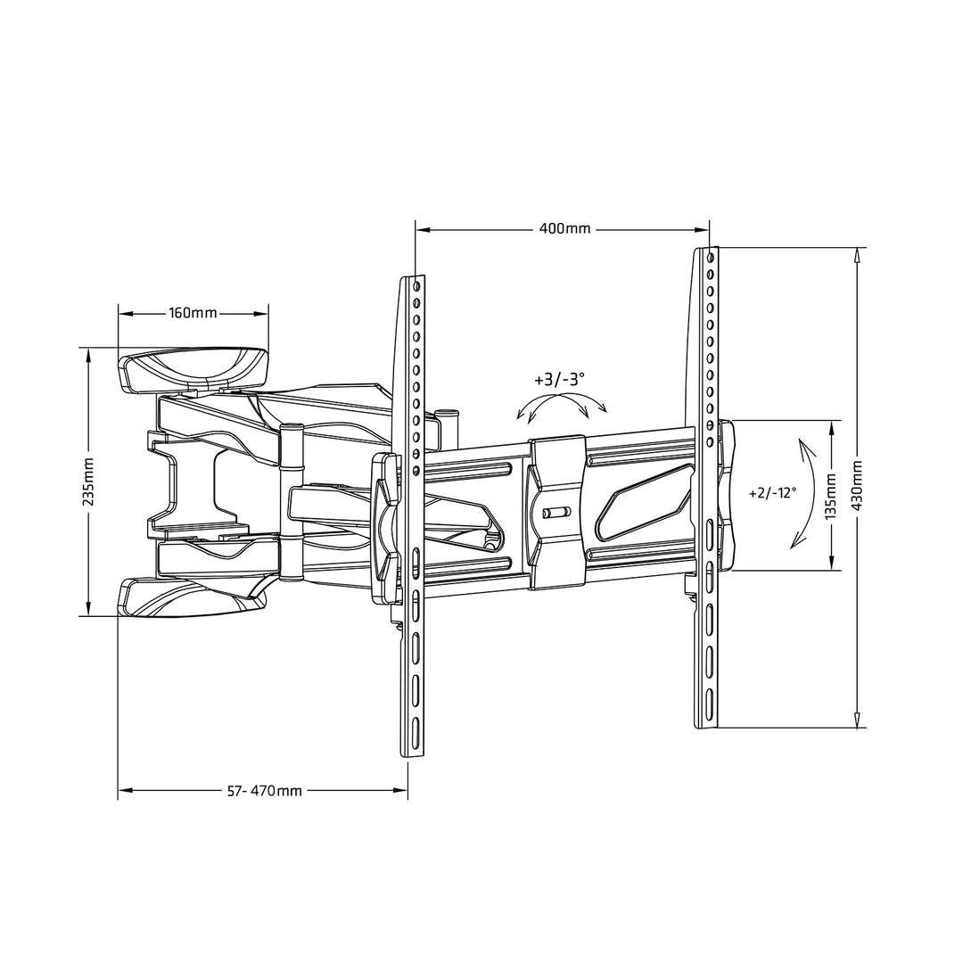 Supporto TV Maclean, max VESA 400x400, 26-70", fino a 45 kg, nero, MC-781