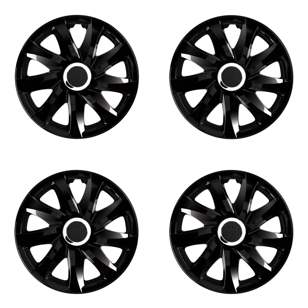Coprimozzi universali 16" DRIFT nero laccato a pressione 4 pezzi
