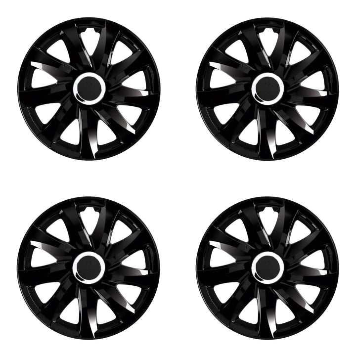Coprimozzi universali 16" DRIFT nero laccato a pressione 4 pezzi