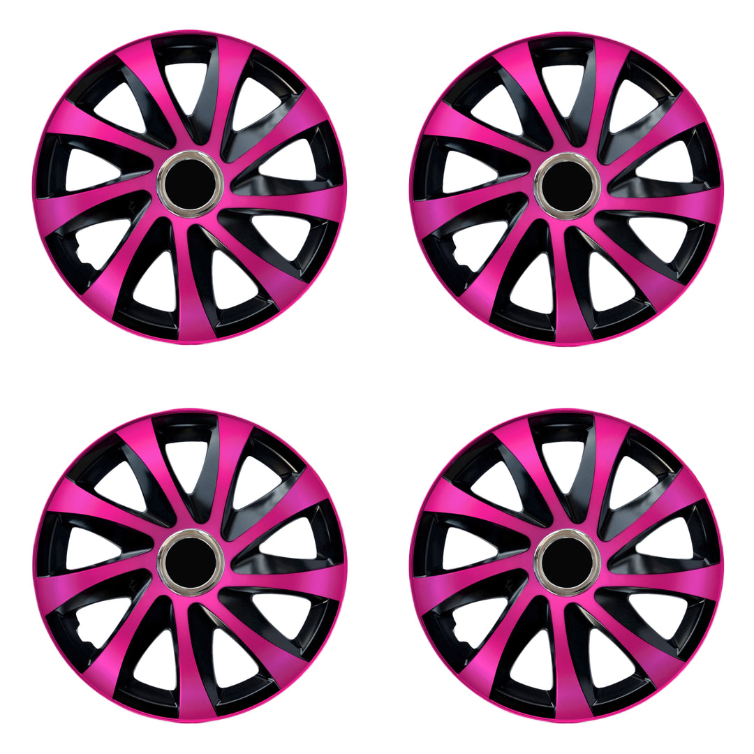15" NRM DRIFT Extra rosa/nero coprimozzi universali 4 pezzi