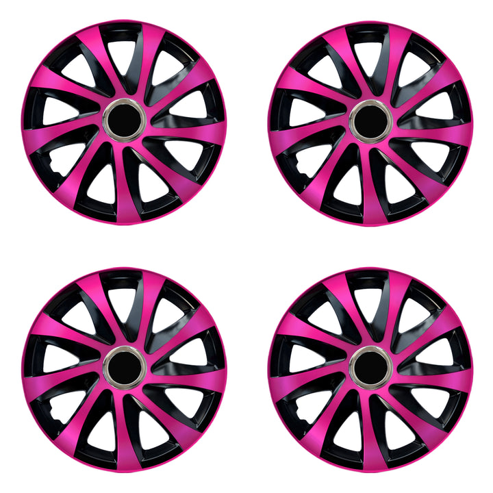 15" NRM DRIFT Extra rosa/nero coprimozzi universali 4 pezzi