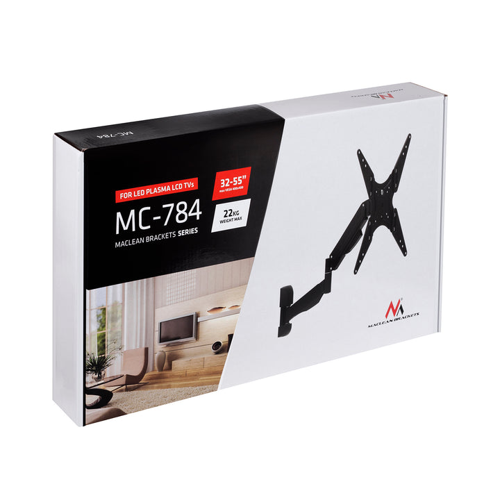 Staffa per TV o monitor nero Molla a gas MC-784 Maclean 32 "-55" 22kg
