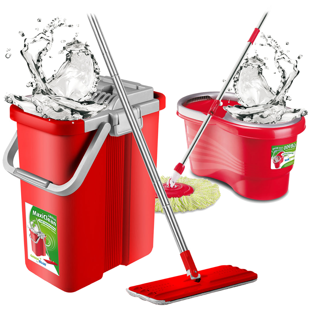 Mop piatto con secchio e spremi GreenBlue MaxiClean GB850 + due inserti in microfibra HQ