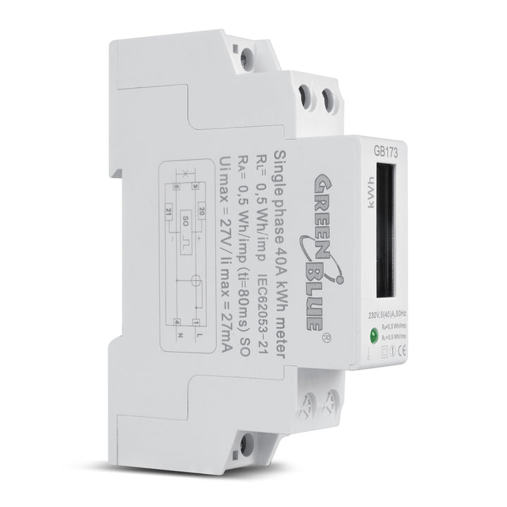 Rele Wattmetro sulla Guida DIN Risparmio Consumo Energia Green Blue GB173