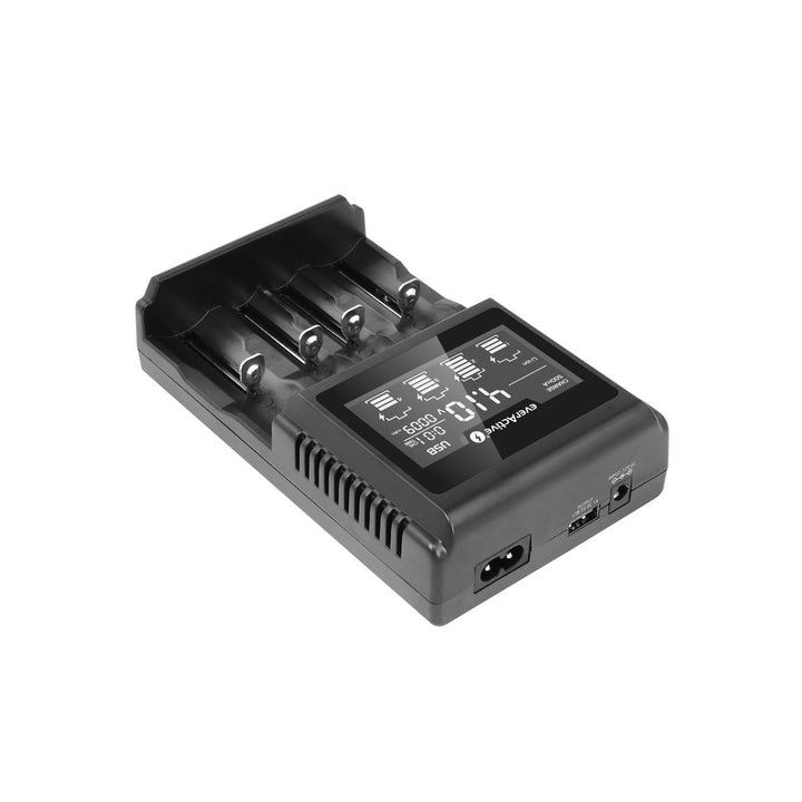Caricabatterie per batterie cilindriche Li-ion e Ni-MH everActive UC-4000 ricaricabili